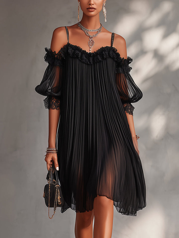 Livia Black Chiffon Mini Dress main