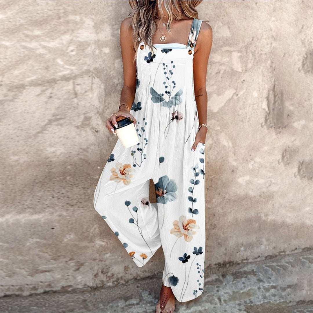 Moreau | Graphic Floral Dungaree Jumpsuit