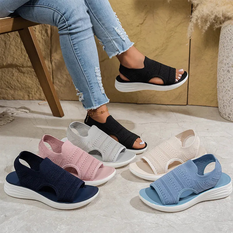 Faye | Breathable Knit Slingback Platform Sandals