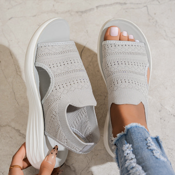 Faye | Breathable Knit Slingback Platform Sandals