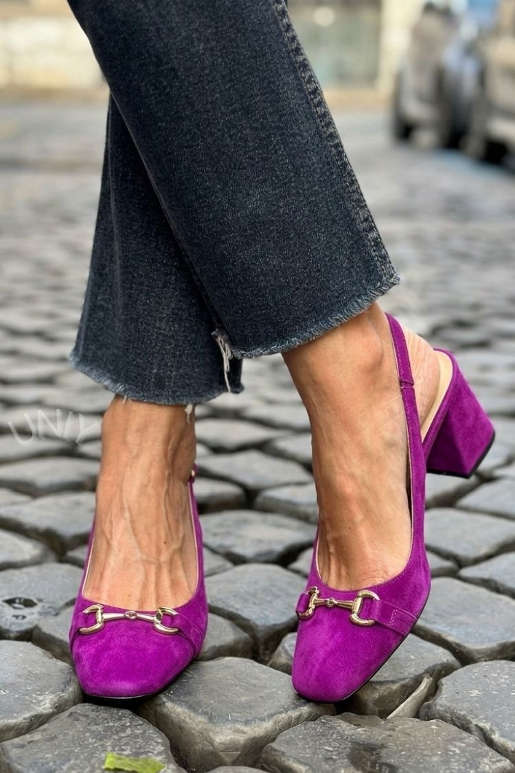 Olive Suede Slingback Block Heels