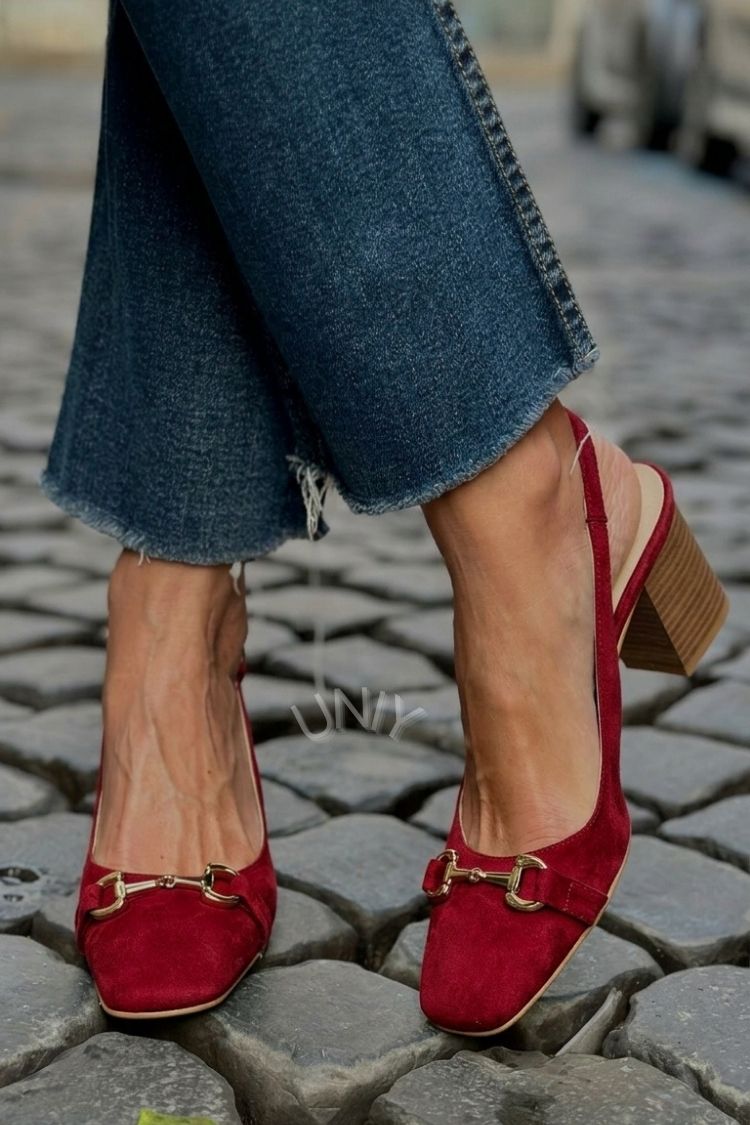 Olive Suede Slingback Block Heels
