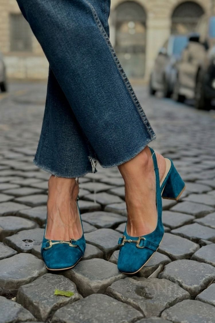 Olive Suede Slingback Block Heels