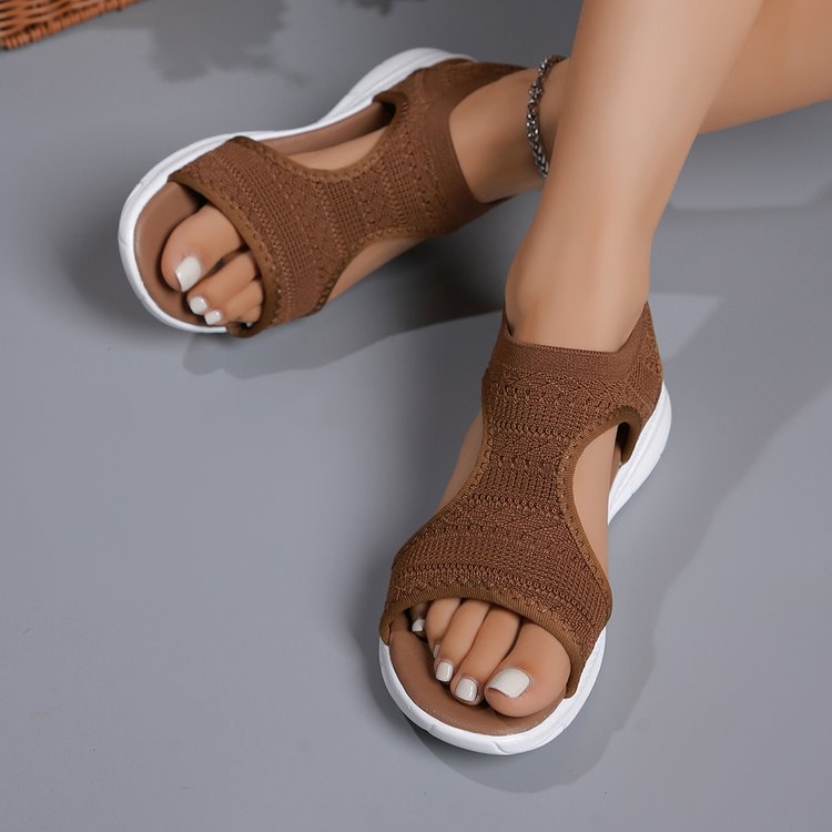 Cora | Knit Cut-Out Slip-On Wedge Sandals