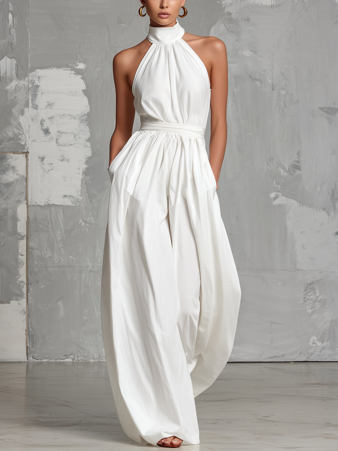 Joséphine - Sleeveless White Crochet Jumpsuit