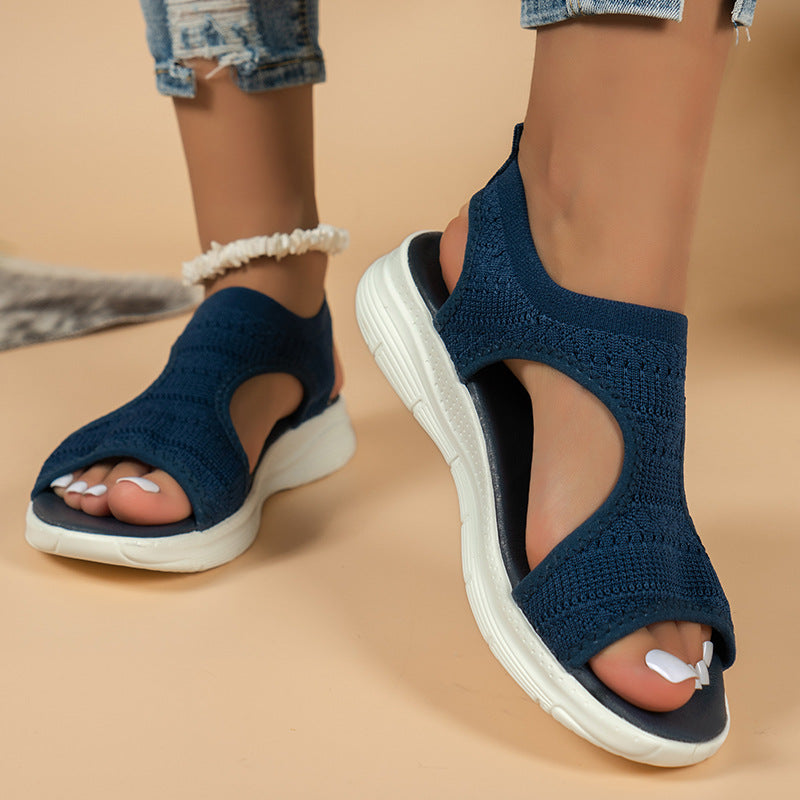 Cora | Knit Cut-Out Slip-On Wedge Sandals