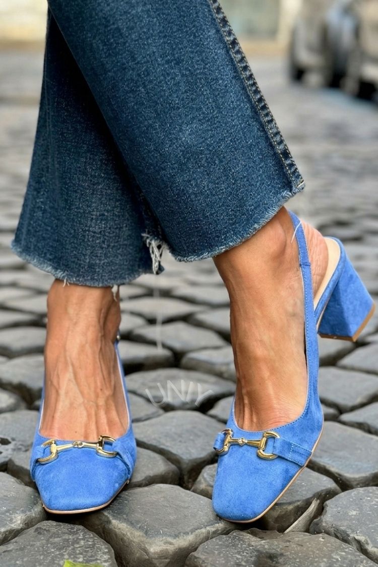 Olive Suede Slingback Block Heels