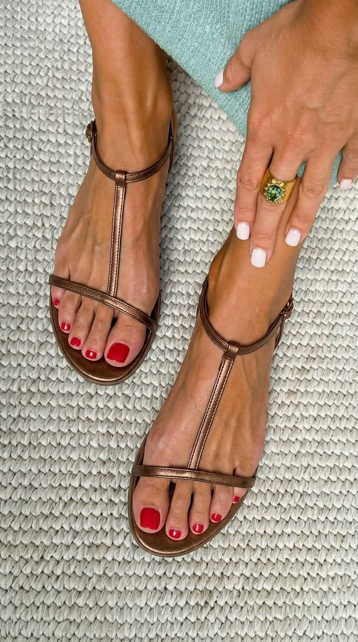 Elara | Thin Strap Flat Sandals