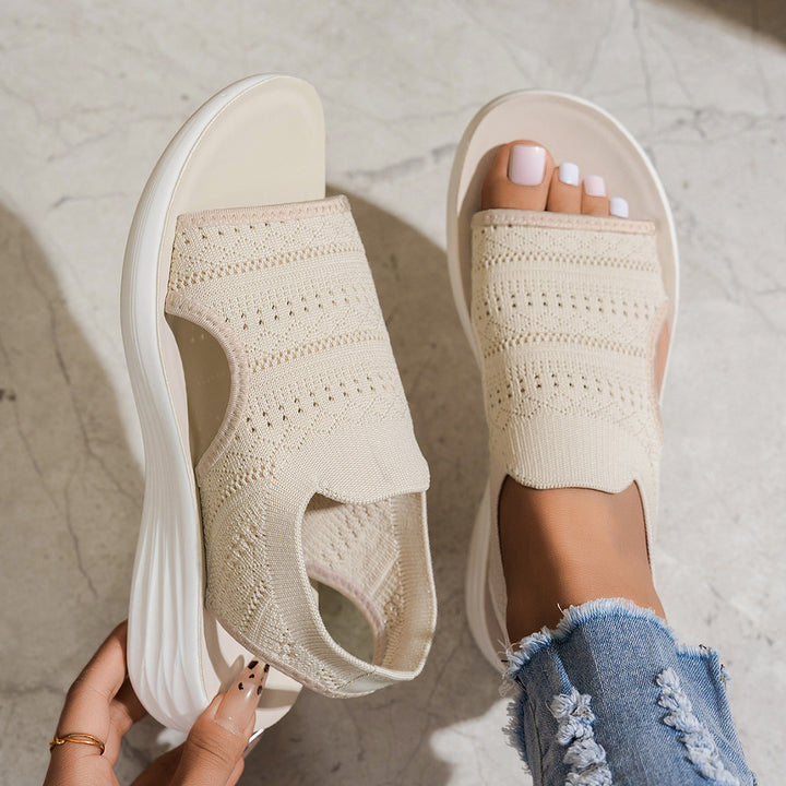 Faye | Breathable Knit Slingback Platform Sandals