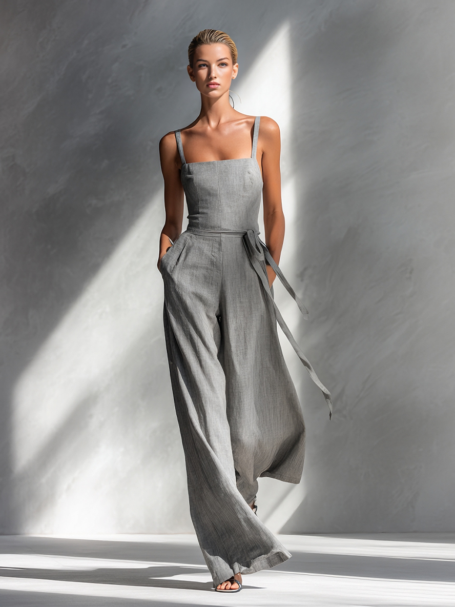 Charlotte - Minimalist Women's Linen Blend Jumpsuit