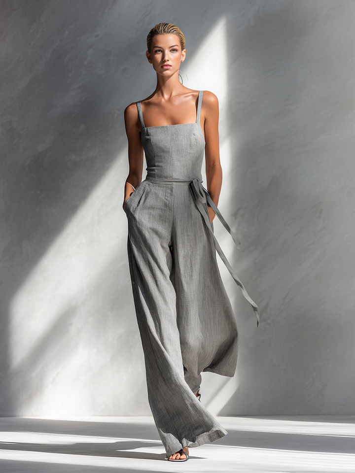 Charlotte - Minimalist Women's Linen Blend Jumpsuit
