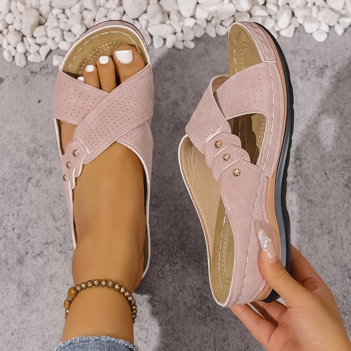Verity Orthopaedic Wedge Sandal - Pink