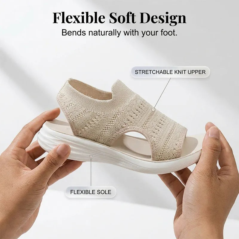 Faye | Breathable Knit Slingback Platform Sandals
