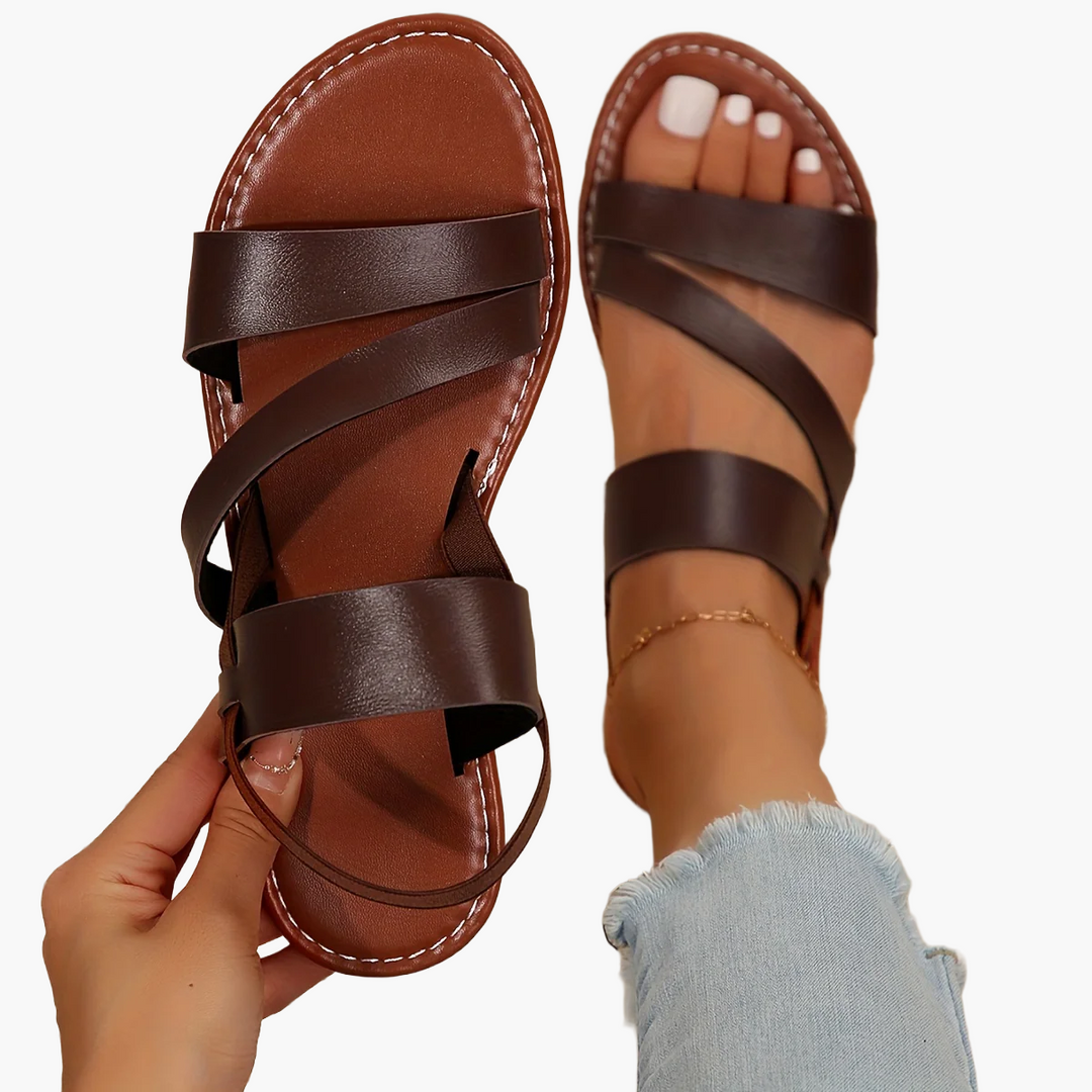 Sienna | Cross-Strap Slip-On Flat Sandals