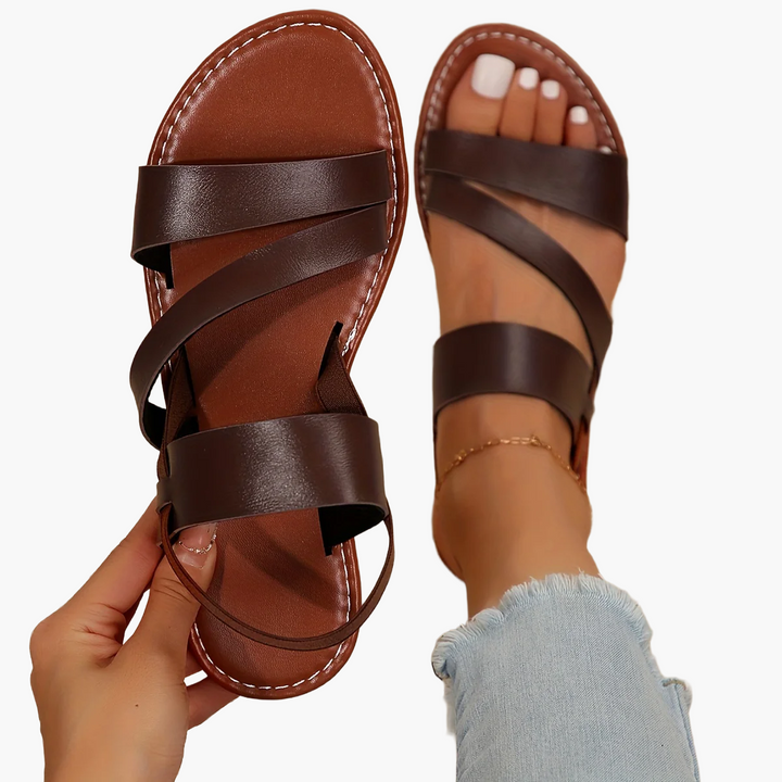 Sienna | Cross-Strap Slip-On Flat Sandals