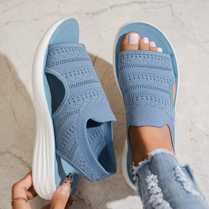 Faye | Breathable Knit Slingback Platform Sandals