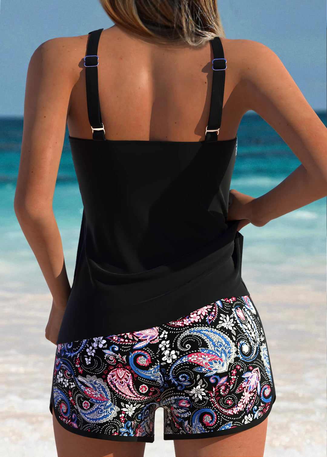 Maya | Mid Waisted Patchwork Tankini Set