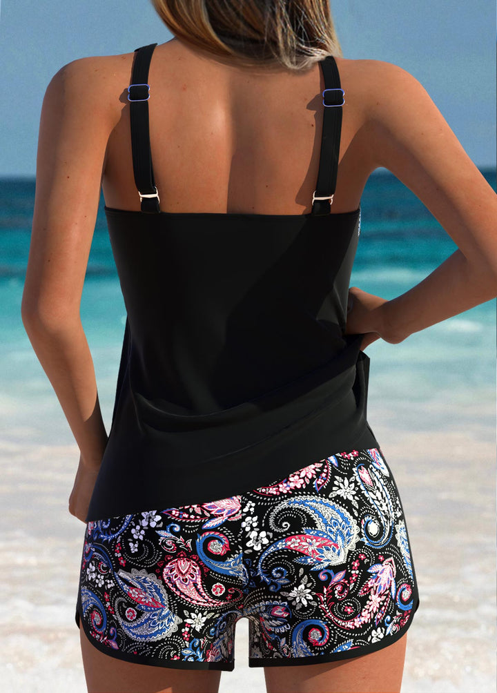 Maya | Mid Waisted Patchwork Tankini Set