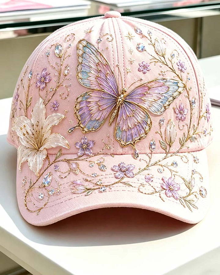 Flora | Embroidered Butterfly Baseball Cap