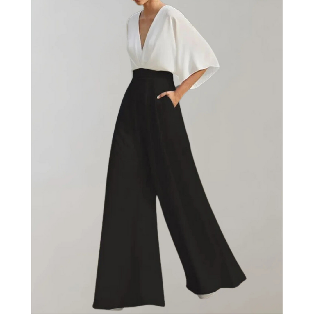 Celia | V-Neck Kimono Sleeve Wide-Leg Jumpsuit