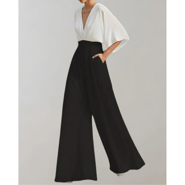 Celia | V-Neck Kimono Sleeve Wide-Leg Jumpsuit