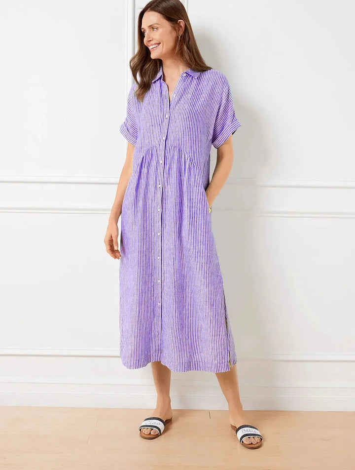 Wendy | Striped Button-Down Midi Shirt Dress