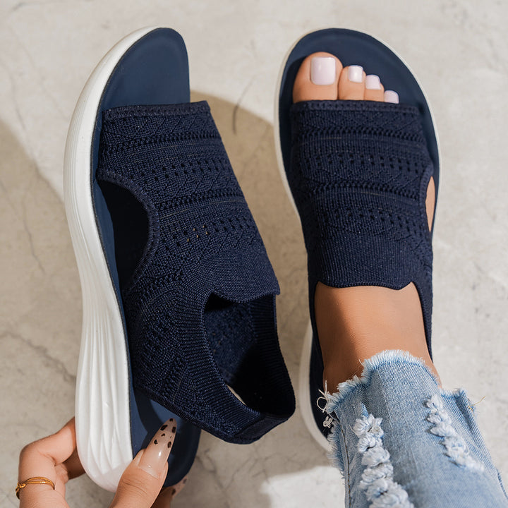 Faye | Breathable Knit Slingback Platform Sandals