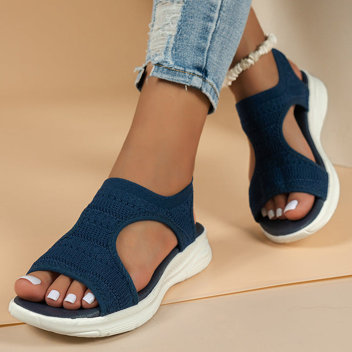 Cora | Knit Cut-Out Slip-On Wedge Sandals