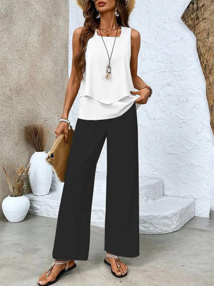 Averie | Layered Top & Wide-Leg Trousers Set