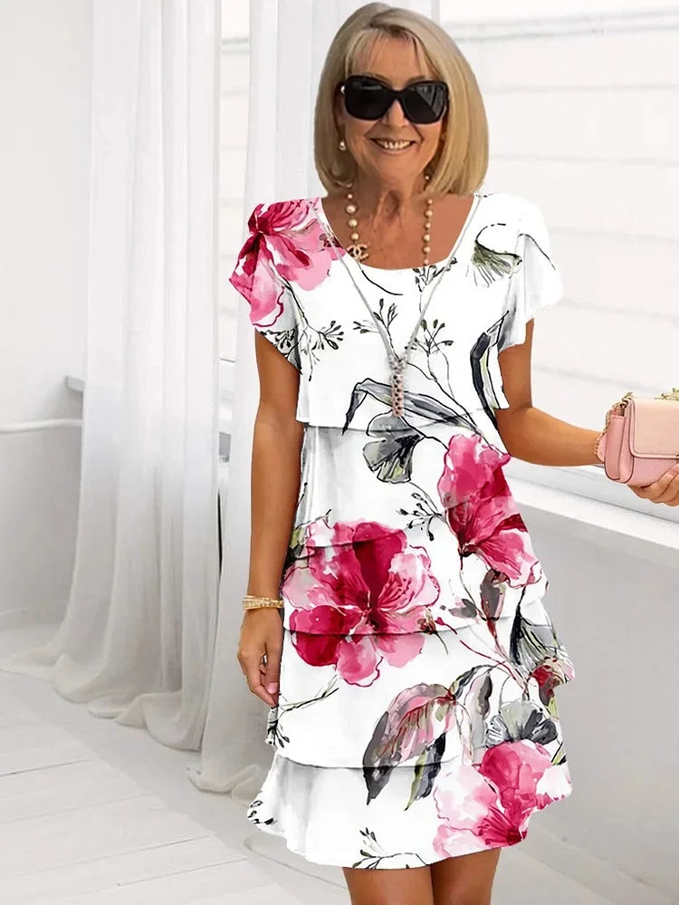 Mia | Chic Ruffled Floral Pleated Dress