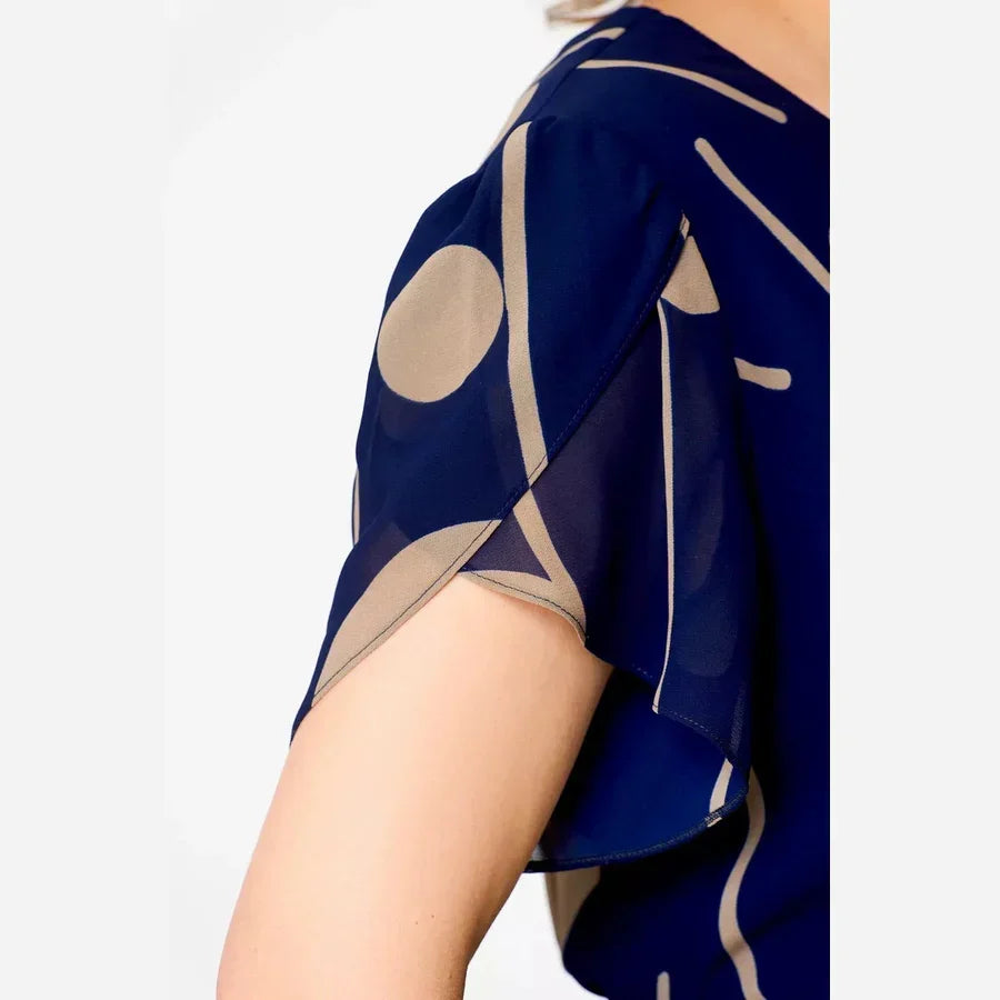 Ivy | Navy Polka Dot Chiffon Midi Dress
