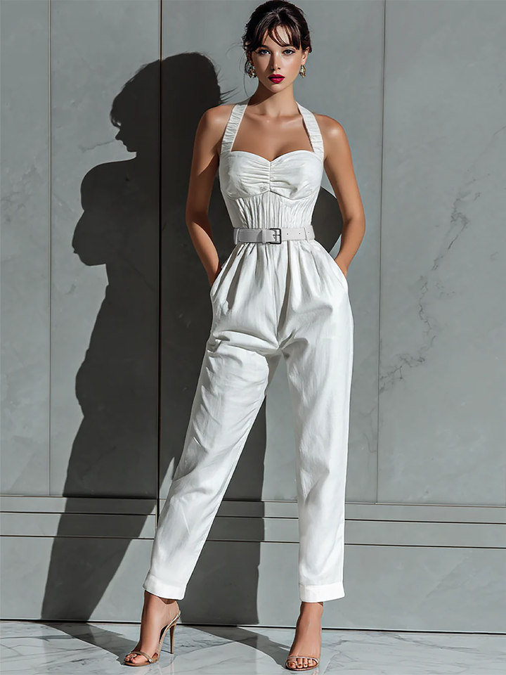 Manon - Wide Jumpsuit in Cotton and Linen Blend