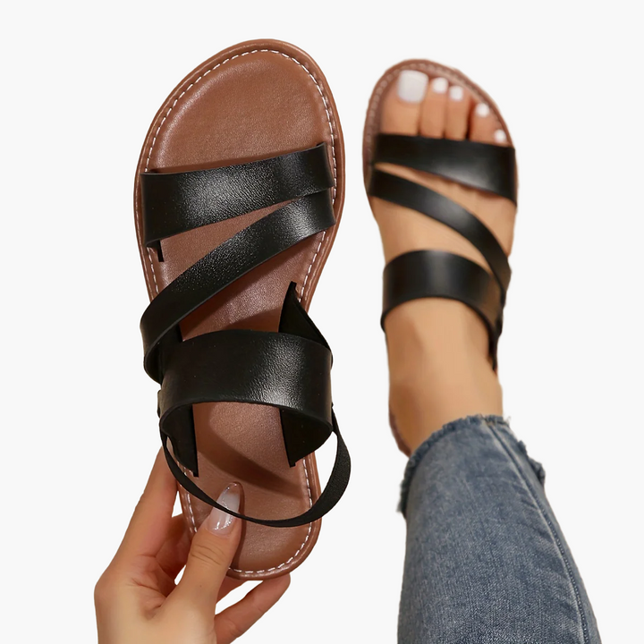 Sienna | Cross-Strap Slip-On Flat Sandals