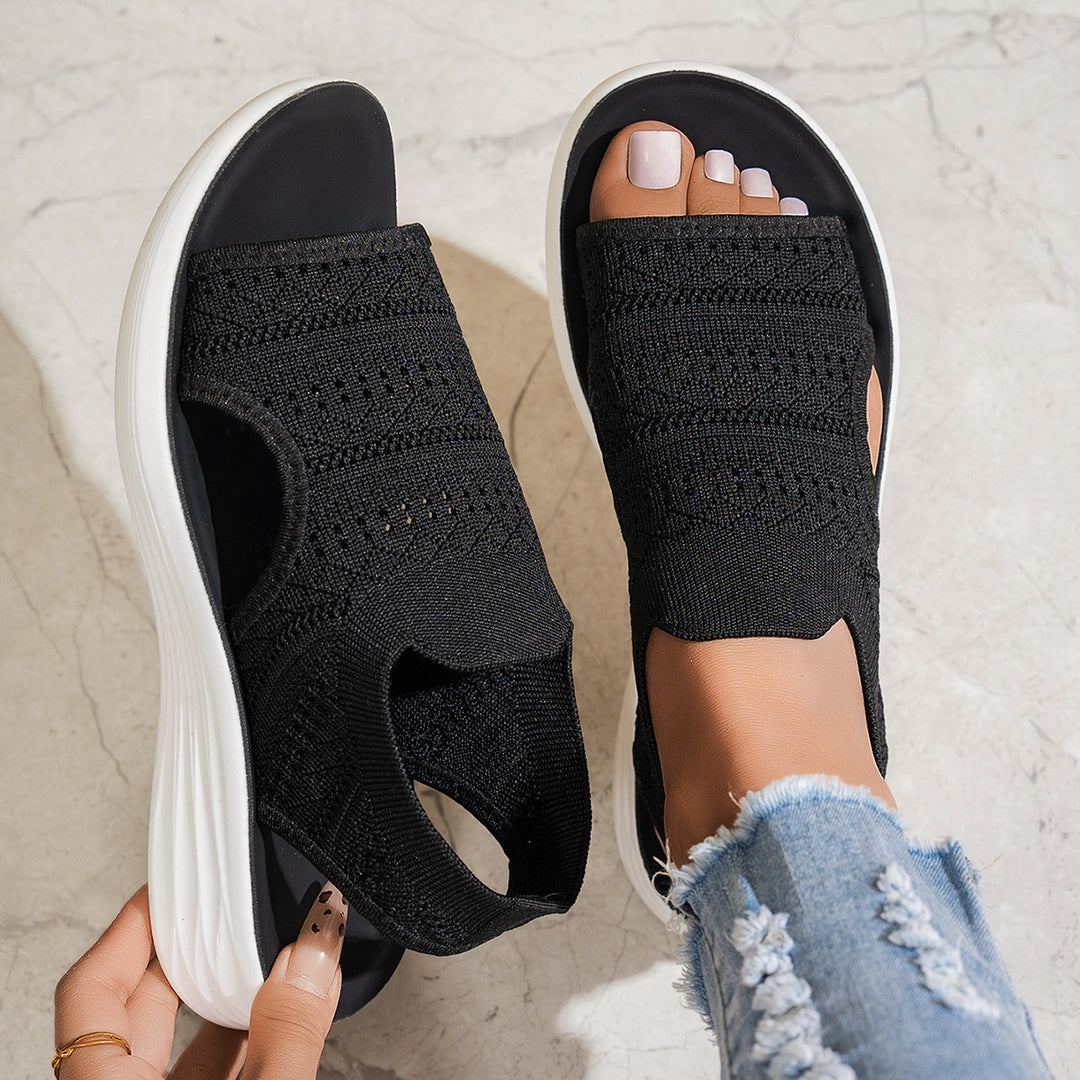 Faye | Breathable Knit Slingback Platform Sandals