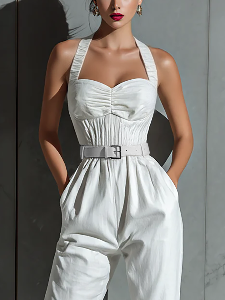 Manon - Wide Jumpsuit in Cotton and Linen Blend