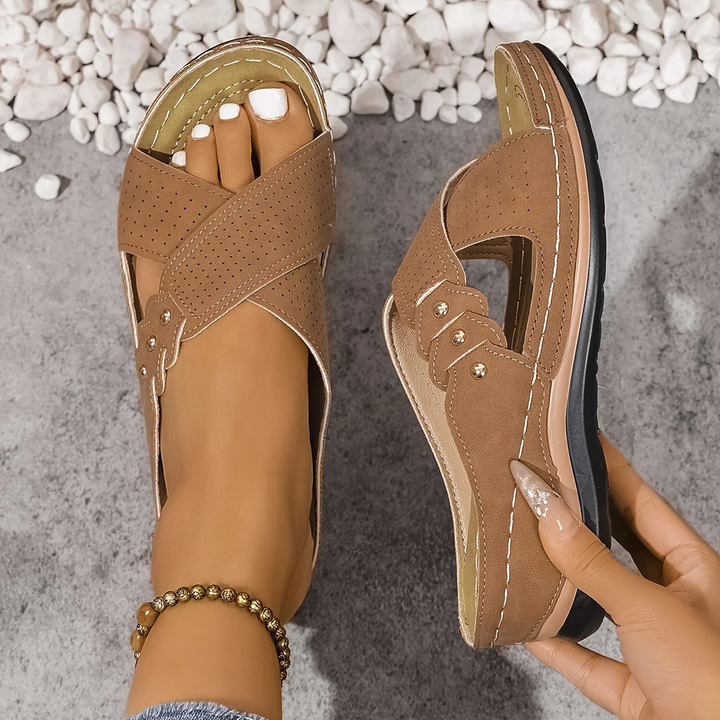 Verity Orthopaedic Wedge Sandal - Brown
