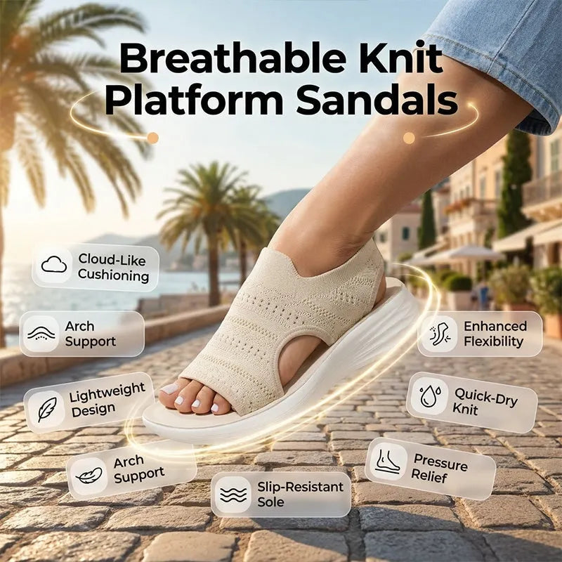 Faye | Breathable Knit Slingback Platform Sandals
