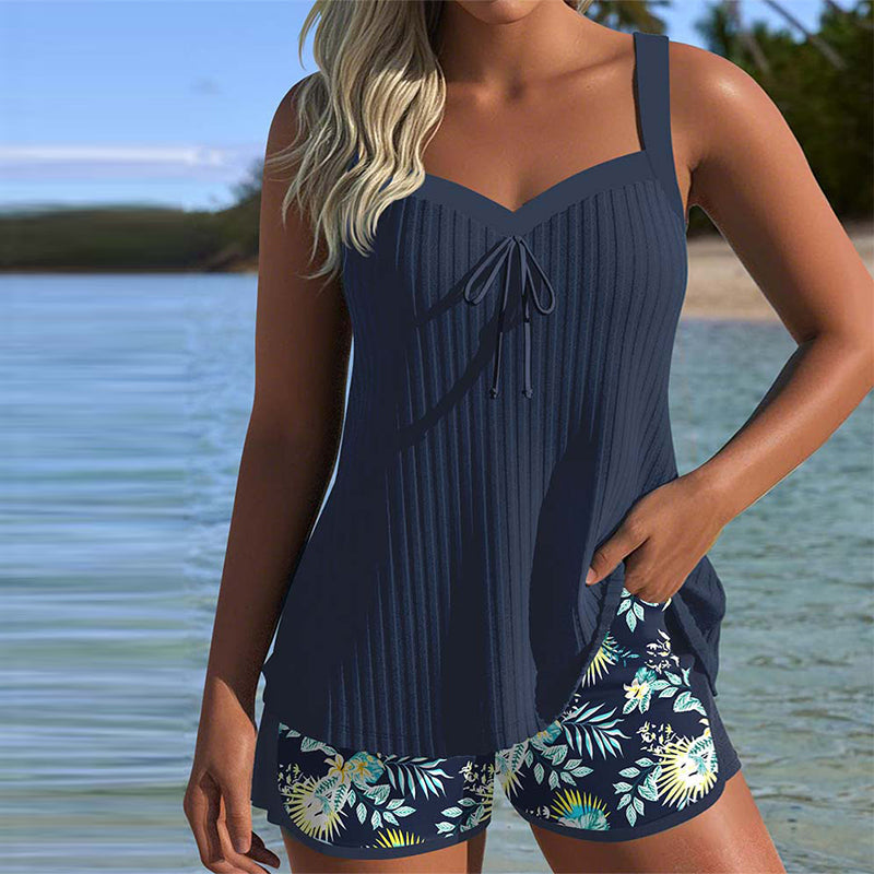 Carla - Striped Swimsuit with Beach Shorts