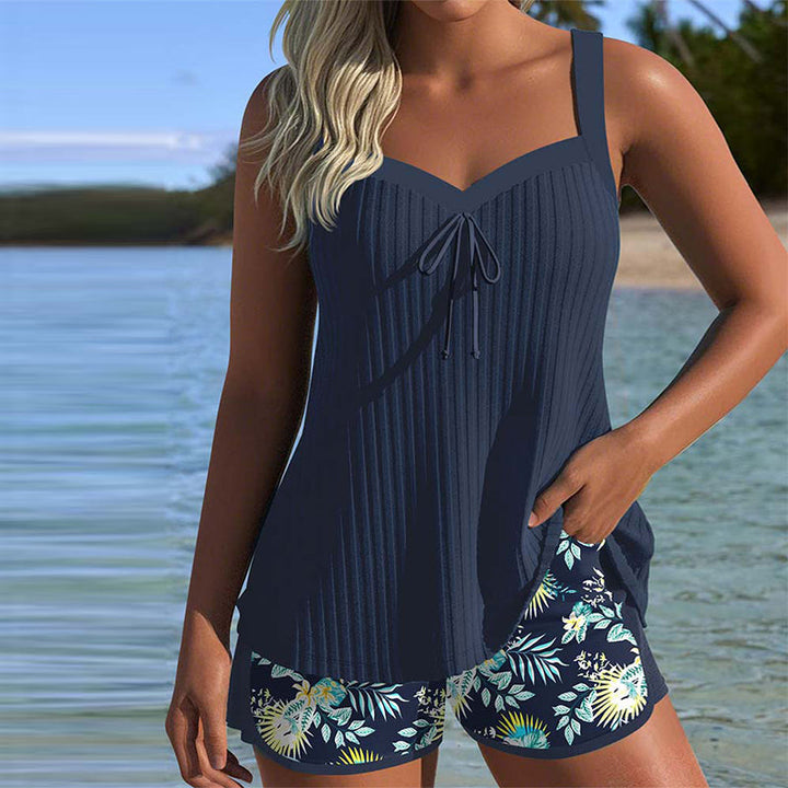 Carla – Striped Swimwear with Beach Shorts