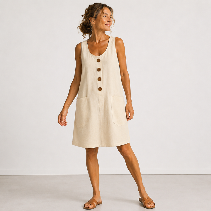Maud | Cotton-linen sleeveless dress