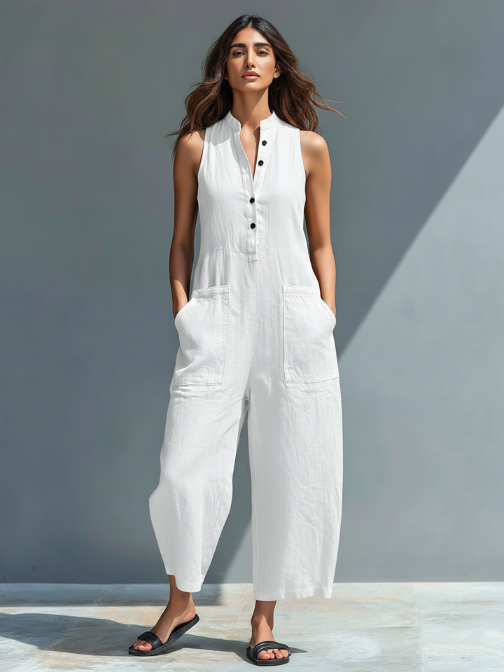 Jade - Sleeveless Linen Jumpsuit