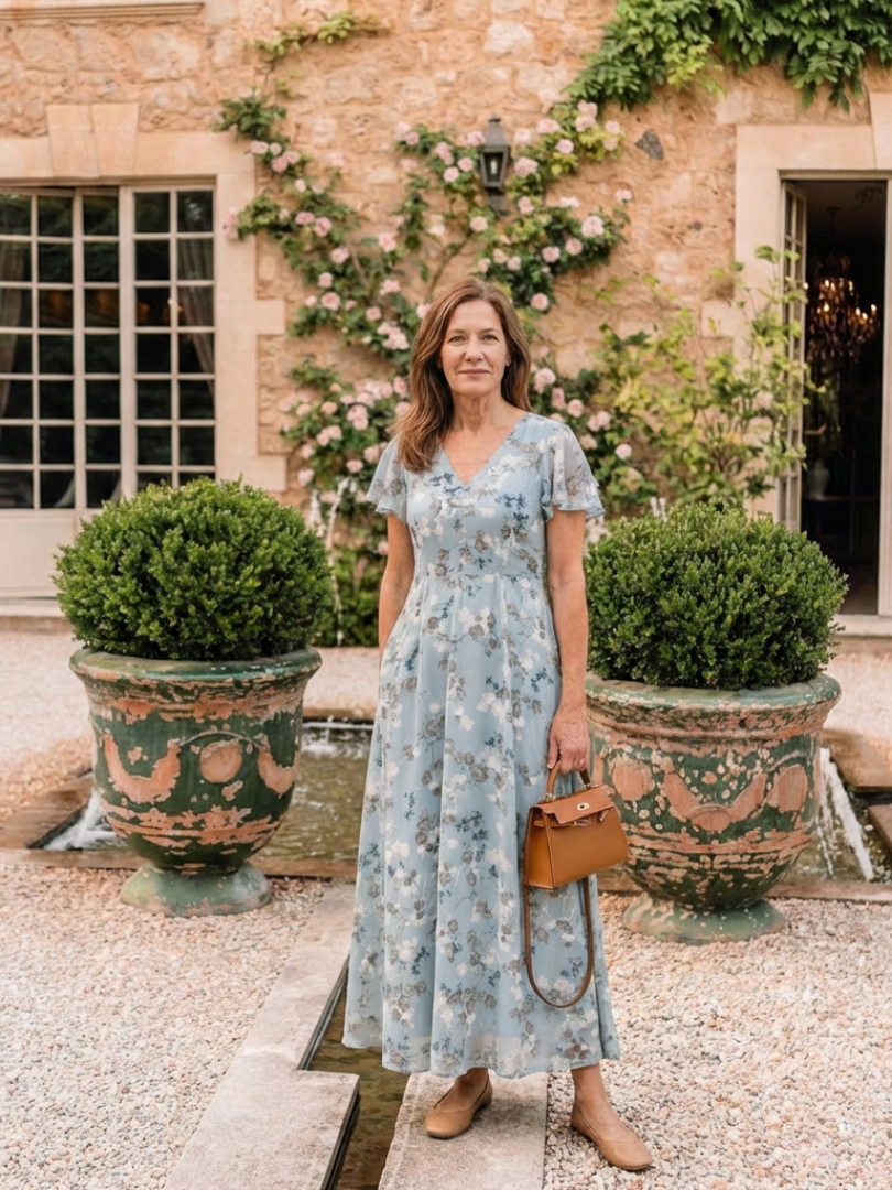 Jasmin | Floral Print Ruffle Sleeve Maxi Dress