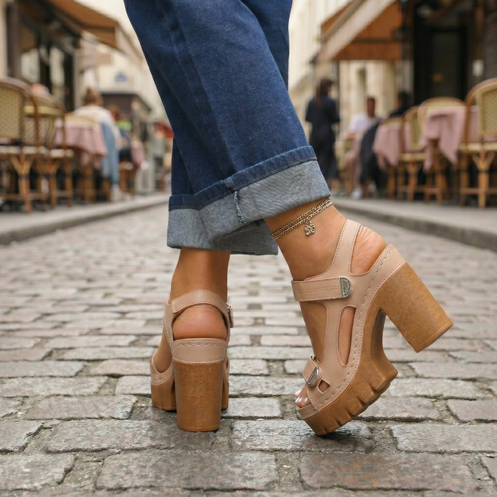 Velora | Chunky Platform Block Heel Sandals