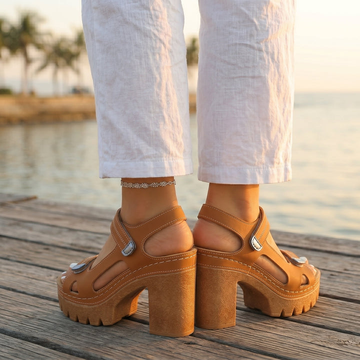Velora | Chunky Platform Block Heel Sandals