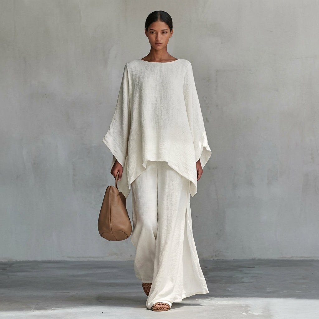 Christine | Two-Piece Long Sleeve Set with Wide Trousers