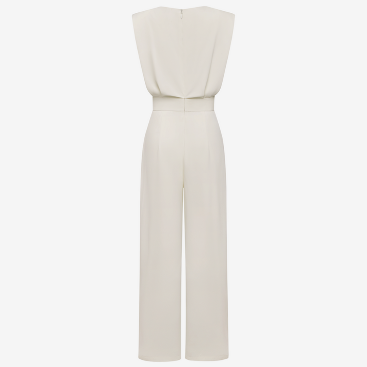Evie | Structured Shoulder Wide-Leg Jumpsuit