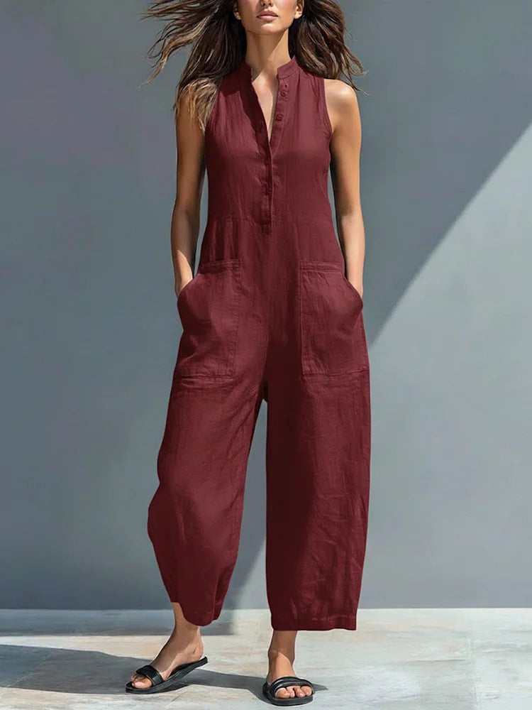 Jade - Sleeveless Linen Jumpsuit