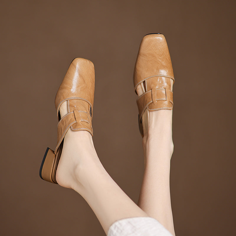 Ivora Genuine Leather Mules