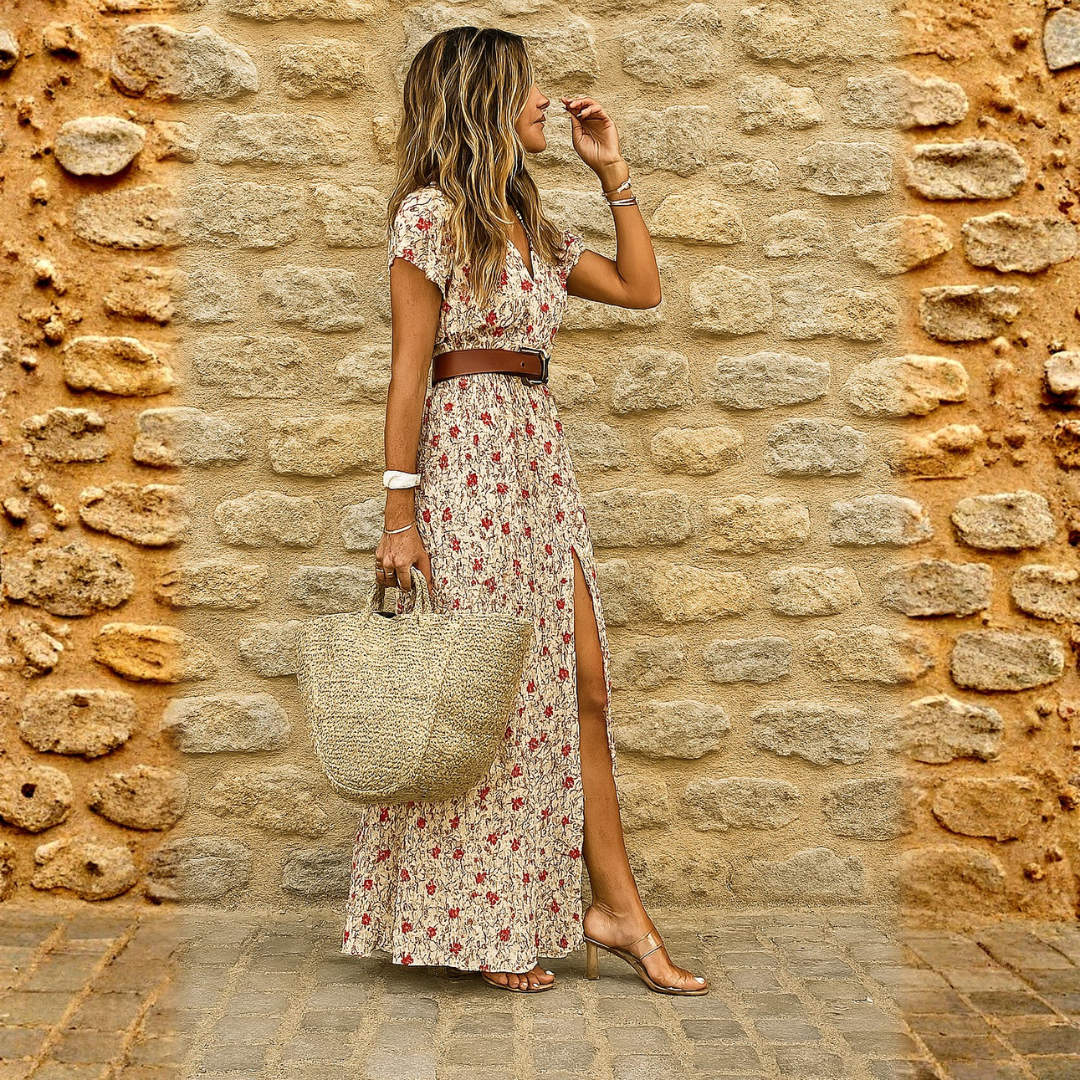Joselin – Long Bohemian Dress with Belt