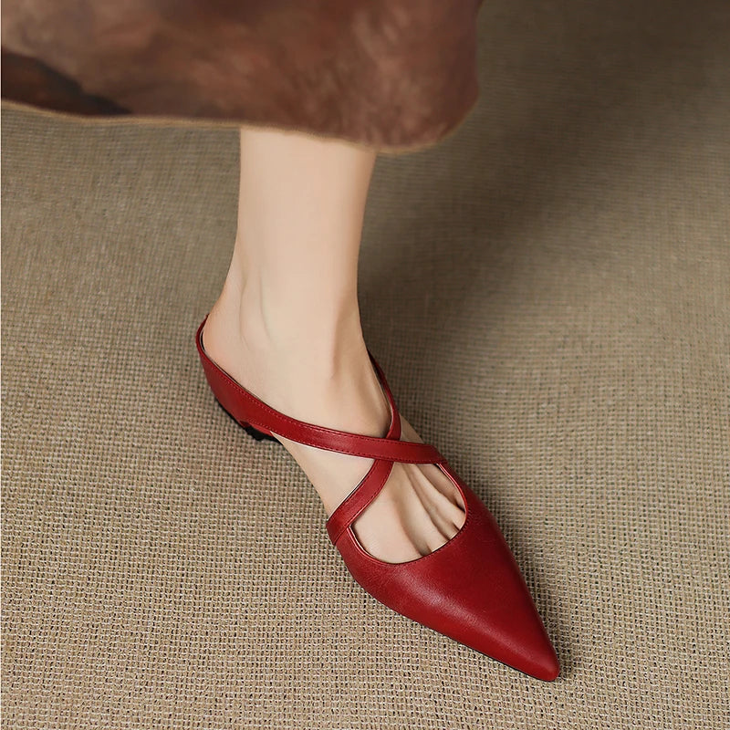 Aluna Genuine Leather Mules detail 5